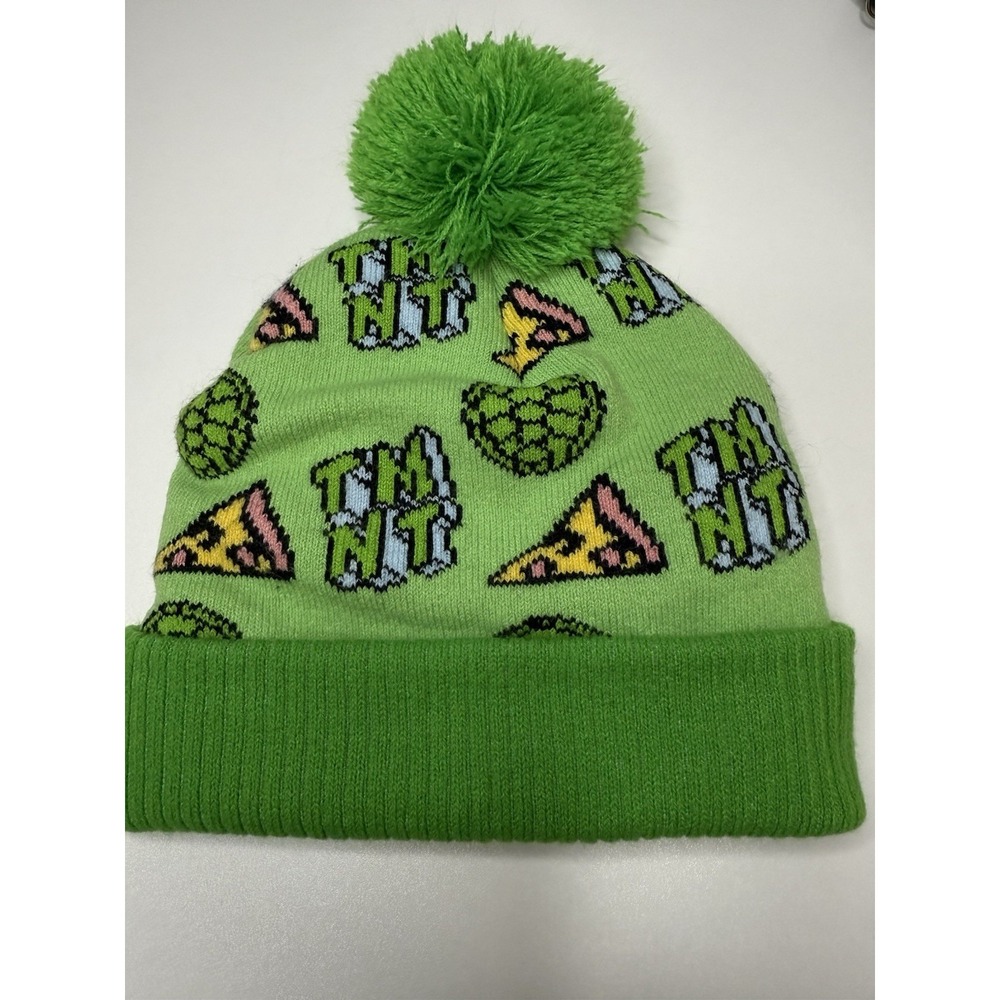 Teenage Mutant Ninja Turtles Beanie Hat Green Pom Knit‎ TMNT One Size